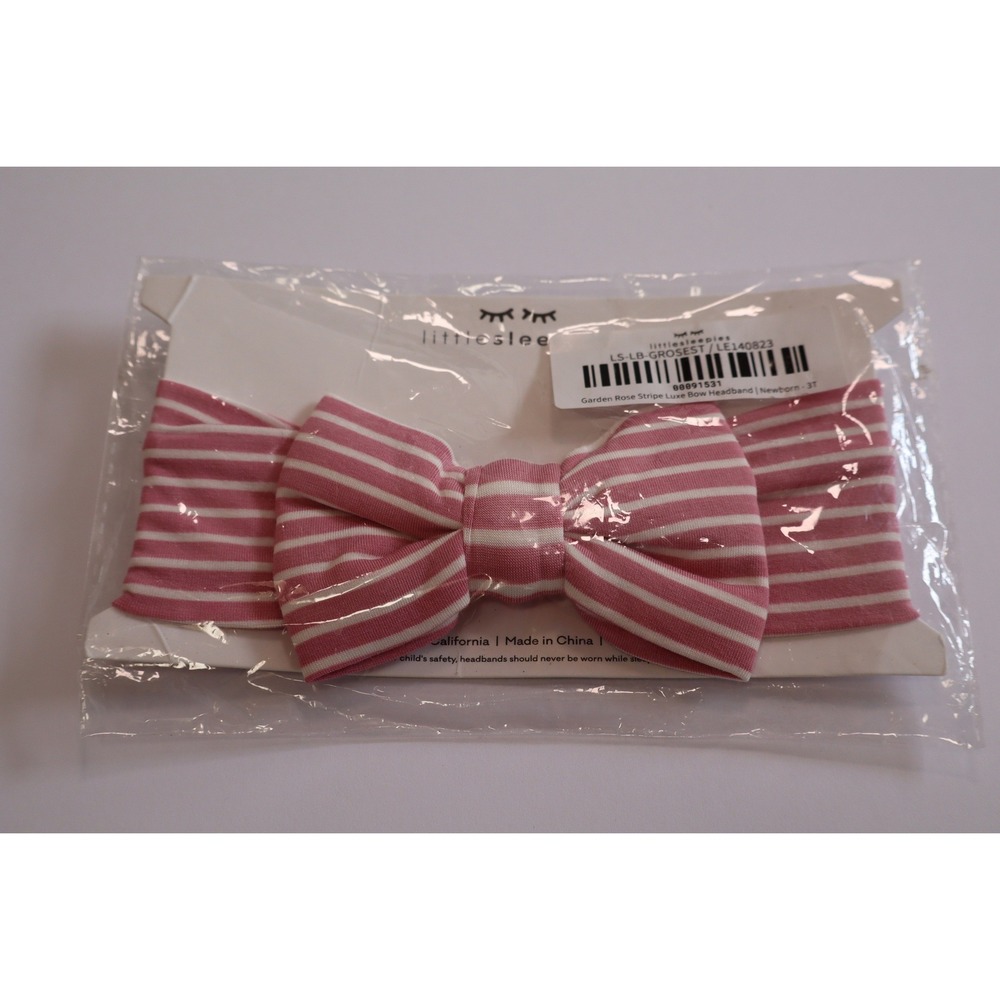 Little Sleepies Garden Rose Stripe Luxe Bow Headband Newborn-3T